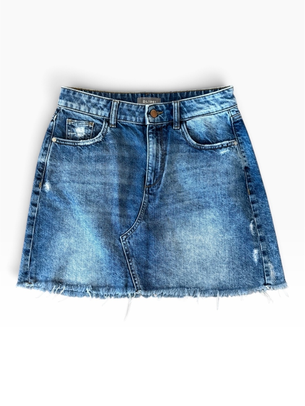 DL1961 Georgia Distressed Denim Mini Skirt Size 26 Medium Wash Malone